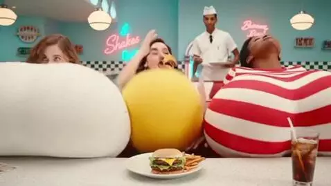 AI Video from prompt: Short funny commercial, rated PG. Three young wo