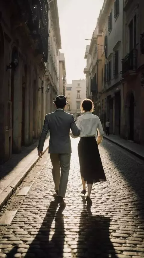 AI Video from prompt: A man and a woman are running down the street, t
