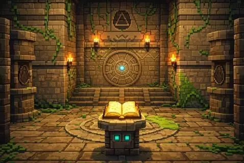 AI Video from prompt: pixel art ancient temple interior, 1920x1080, sm