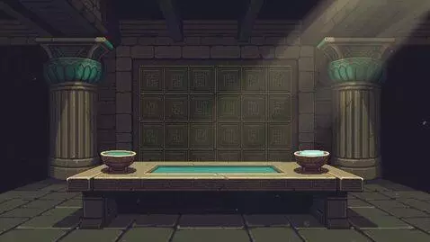 AI Video from prompt: pixel art ancient temple interior, cinematic ani