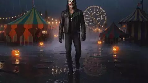 AI Video from prompt: *Circus rock music plays,  as he walks down the 