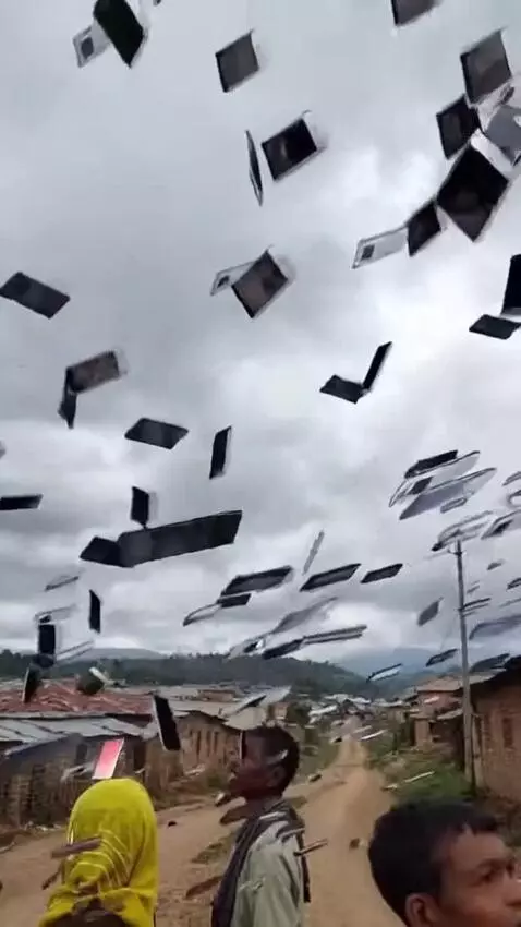 AI Video from prompt: 1 billion phones are flying to the left in some 