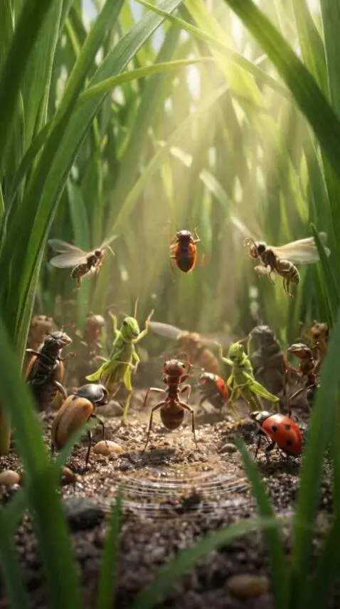 AI Video from prompt: Ultra-realistic cinematic macro video of insects