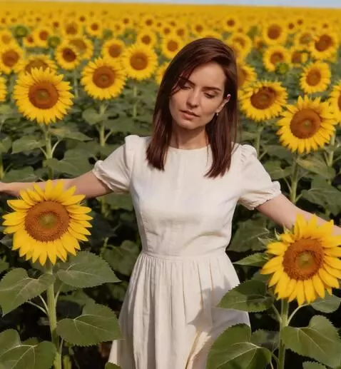 AI Video from prompt: a girl is walking across the field, raising her 