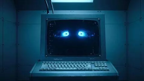 AI Video from prompt: SCP-079, known as ‘the super computer’, staring 