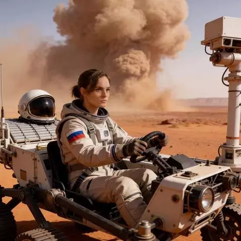 AI Video from prompt: the girl is riding. a huge dust cloud covers the