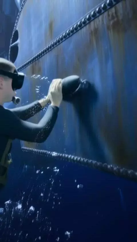 AI Video from prompt: Ultra-realistic cinematic underwater sabotage mi