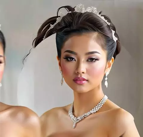 AI Video from prompt: A woman poses from various angles, quickly chang