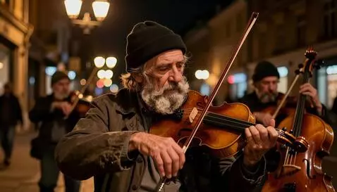 AI Video from prompt: Night, illumination from night lanterns, street 