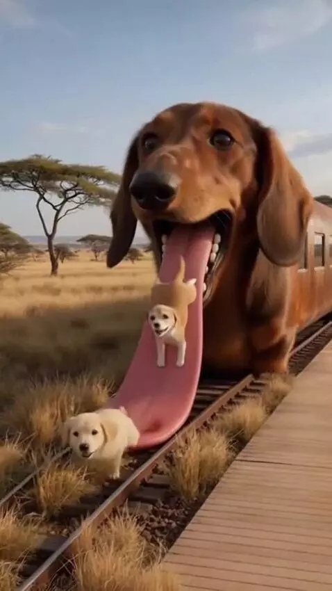 AI Video from prompt: A dachshund stands completely still, not moving 