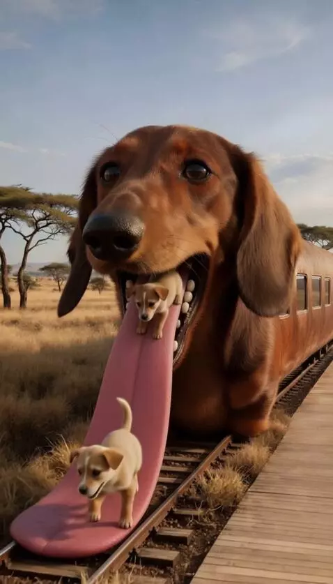 AI Video from prompt: A dachshund stands completely still, not moving 