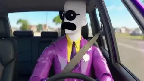 AI Video from prompt: A man drives a car but then later sees the car r