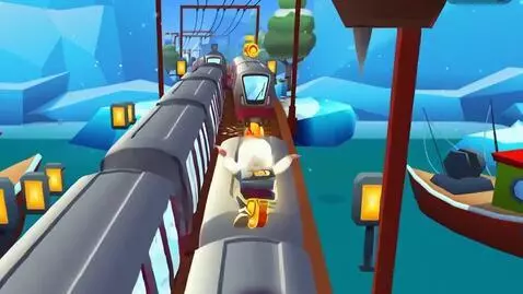 AI Video from prompt: gameplay footage of subway surfers, no commentar