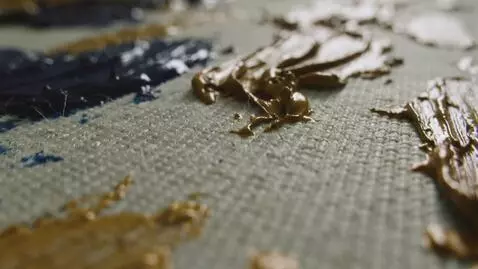 AI Video from prompt: Extreme macro close-up of an oil painting's canv