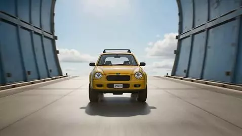 AI Video from prompt: A view from inside a car as it exits the ramp of