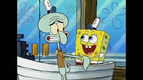 AI Video from prompt: An sponge name spongebob and big blue purple Oct