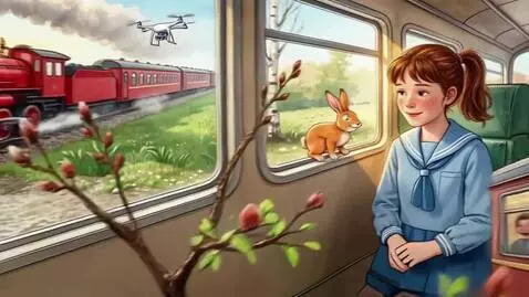 AI Video from prompt: A train confidently races towards the "Spring" s