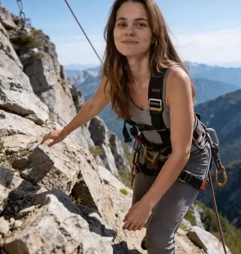 AI Video from prompt: the girl slowly walks forward over the stones. h