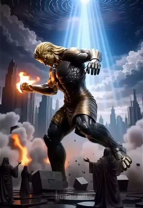 AI Video from prompt: make this avatar fall down and explode