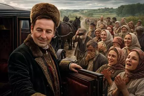 AI Video from prompt: Russian peasants bid farewell to their master. T