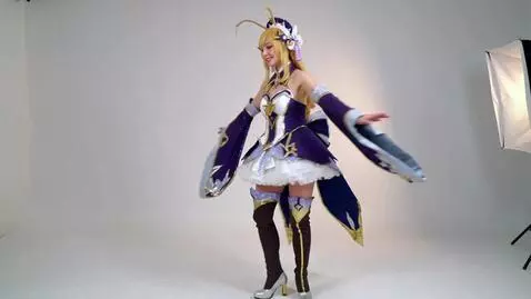 AI Video from prompt: Cosplay anime where the girl is spinning around