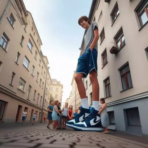 AI Video from prompt: Tallest boy slowly walking on the street. Camera