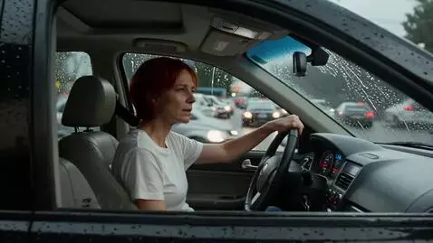 AI Video from prompt: A middle-aged woman with red hair in a white T-s