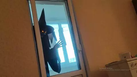AI Video from prompt: On the right, a scary witch from the movie the e