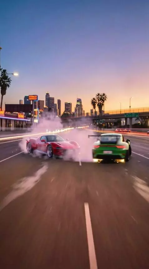 AI Video from prompt: High-speed cinematic street racing video in the 