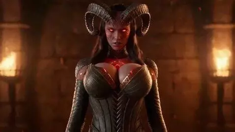 AI Video from prompt: demoness, her chest becomes bigger, larger and f