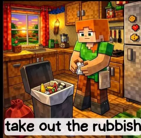 AI Video from prompt: make an animation of taking out the rubbish