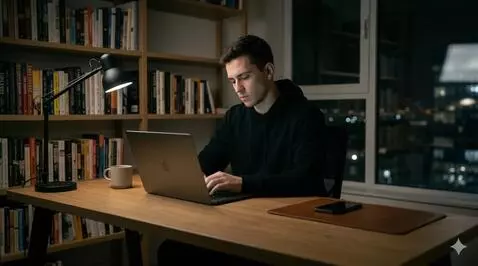 AI Video from prompt: ultra realistic cinematic video, young man looki