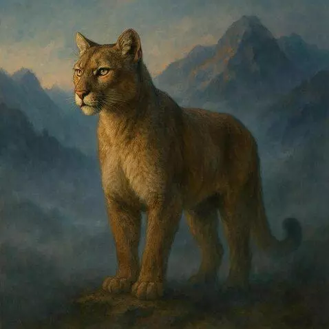 AI Video from prompt: Andean puma standing still in high mountain land