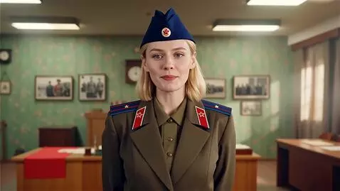 AI Video from prompt: A realistic image of a blonde woman dressed in a