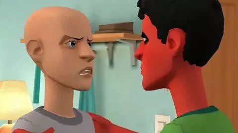 AI Video from prompt: Plotagon animation. Classic Caillou and Boris ge