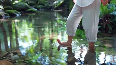 AI Video from prompt: woman's feet wading through water