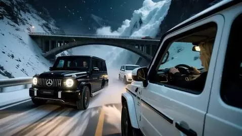 AI Video from prompt: Title: «Edge of the Abyss: G‑Class Chase (5s)»  