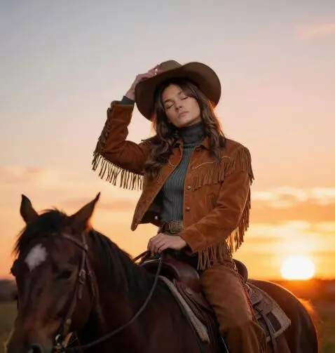 AI Video from prompt: the horse is slowly moving forward. the girl tak