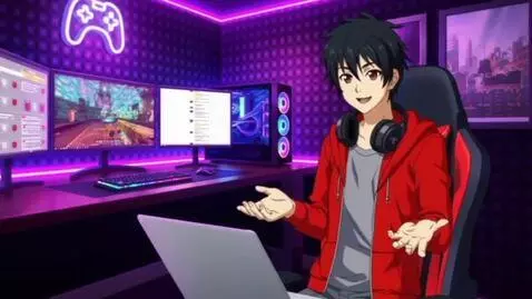 AI Video from prompt: A stylized anime teenage boy character (same as 