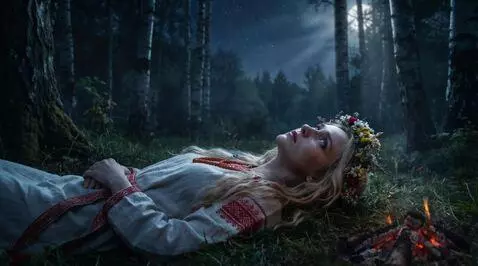 AI Video from prompt: The Light Woman: A beautiful Slavic woman, ether