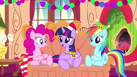 AI Video from prompt: Pinkie Pie, Twilight Sparkle with a little box o