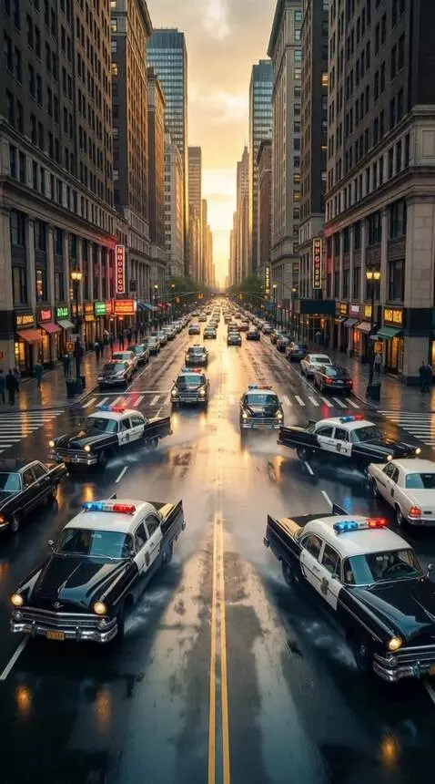 AI Video from prompt: An overhead view of a police chase in Manhattan 