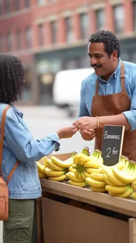 AI Video from prompt: banana salesman
