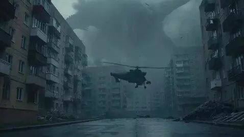 AI Video from prompt: A cinematic, tense action scene with the atmosph