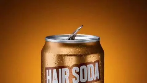 AI Video from prompt: a commercial about a soda product named "Hair So