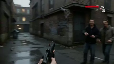 AI Video from prompt: Footage of a first person video game with Playst