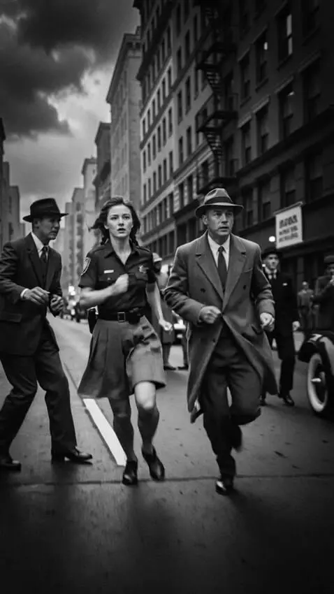 AI Video from prompt: A man and woman run through Manhattan in New Yor