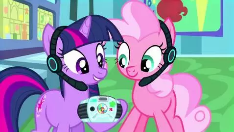 AI Video from prompt: Twilight Sparkle and Pinkie Pie playing Pac-Man 