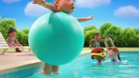 AI Video from prompt: Claymation stop-motion, outdoor pool party. A 19