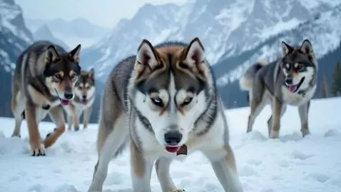 AI Video from prompt: The runt of a Siberian husky tribe is shunned by
